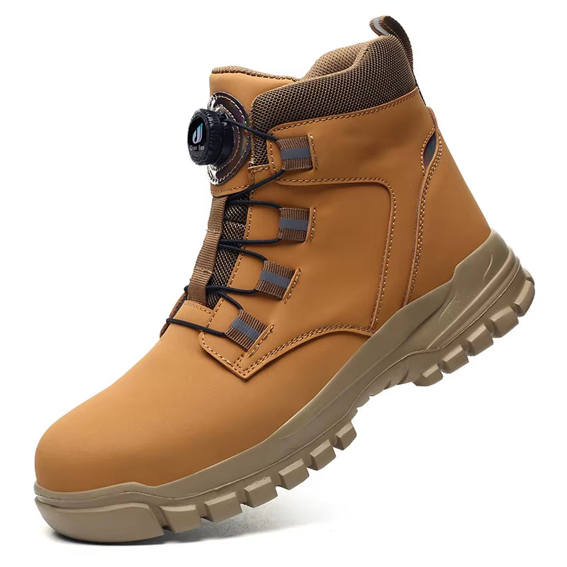 Waterproof Safety Boots Men Indestructible Steel Toe Work Boots Anti-Smash Stab-Resistant Safety Shoes Biker Botas Para Hombre