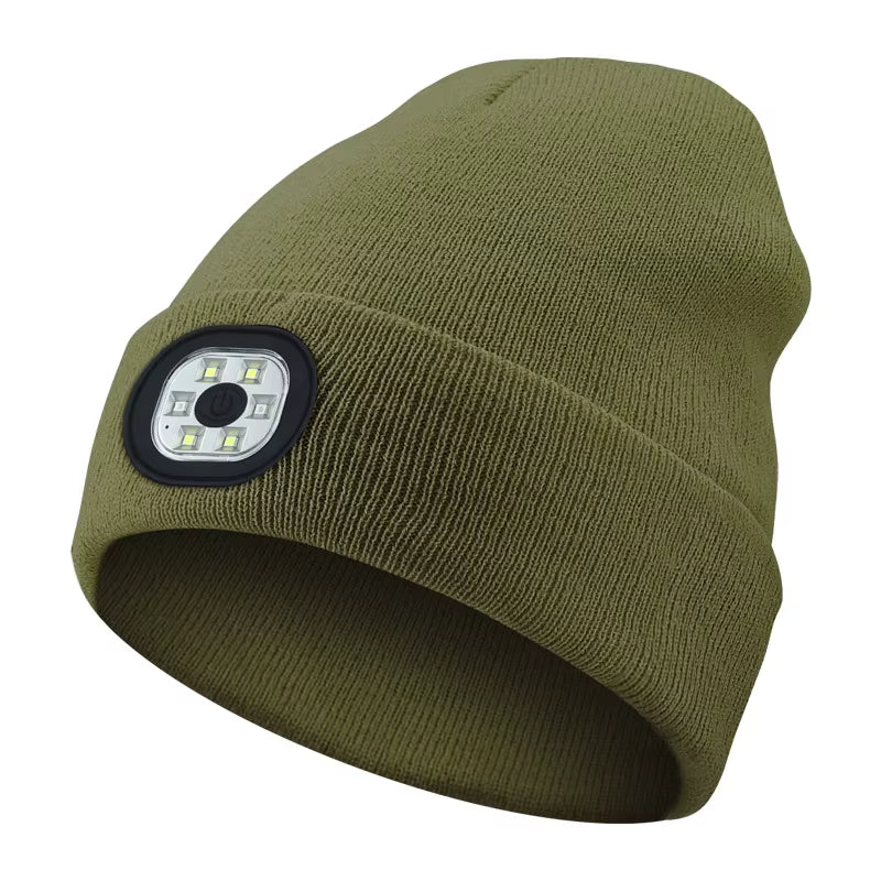 3-In-1 Function Bluetooth Beanie, Bluetooth Beanie with Light, Unisex 6 LED USB Rechargeable with Cordless Headphones Beanie