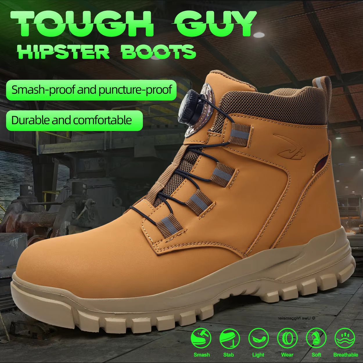 Waterproof Safety Boots Men Indestructible Steel Toe Work Boots Anti-Smash Stab-Resistant Safety Shoes Biker Botas Para Hombre
