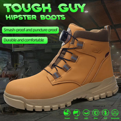 Waterproof Safety Boots Men Indestructible Steel Toe Work Boots Anti-Smash Stab-Resistant Safety Shoes Biker Botas Para Hombre