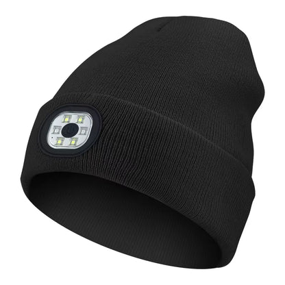 3-In-1 Function Bluetooth Beanie, Bluetooth Beanie with Light, Unisex 6 LED USB Rechargeable with Cordless Headphones Beanie