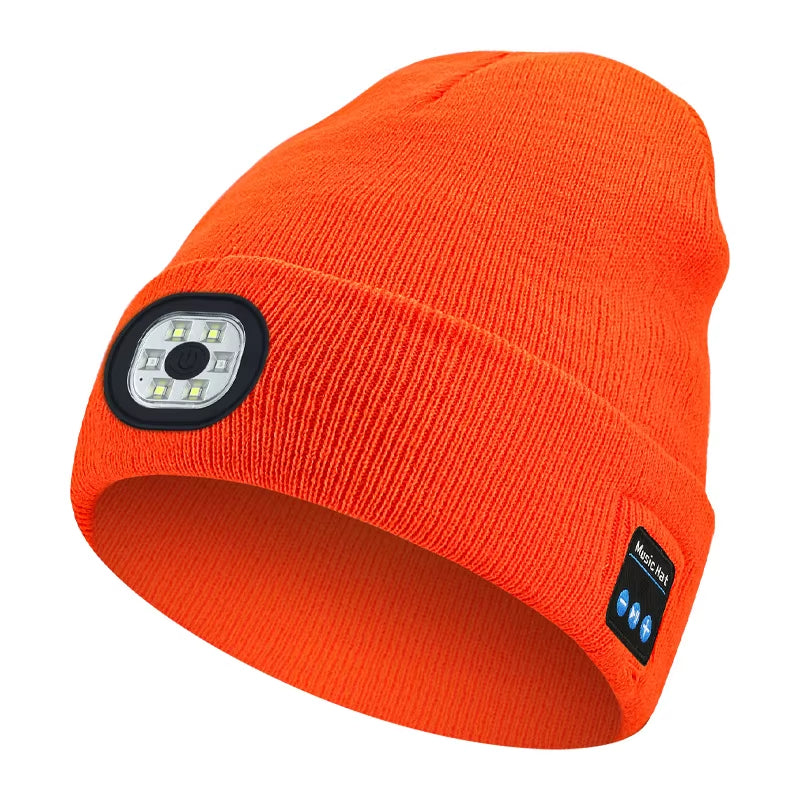 3-In-1 Function Bluetooth Beanie, Bluetooth Beanie with Light, Unisex 6 LED USB Rechargeable with Cordless Headphones Beanie