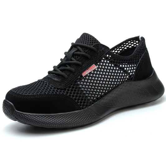Breathable Men Work Shoes Summer Safety Shoes Lightweight Protective Sneakers Safety Steel Toe Shoes Men Puncture-Proof Boots