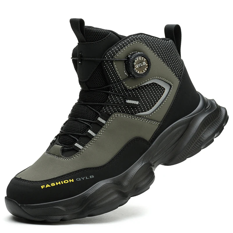Rotating Button Safety Shoes Men Boots Work Sneakers Male Steel Toe Shoes Protective Boots Puncture-Proof Indestructible Shoes