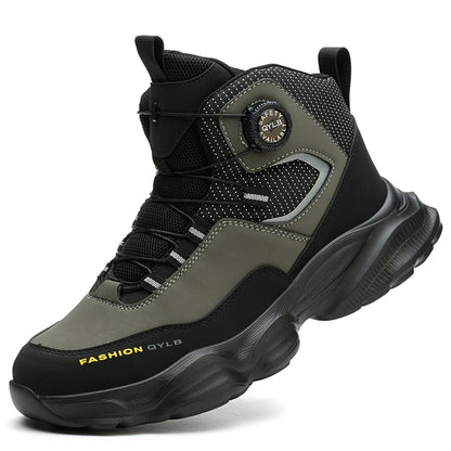 Rotating Button Safety Shoes Men Boots Work Sneakers Male Steel Toe Shoes Protective Boots Puncture-Proof Indestructible Shoes