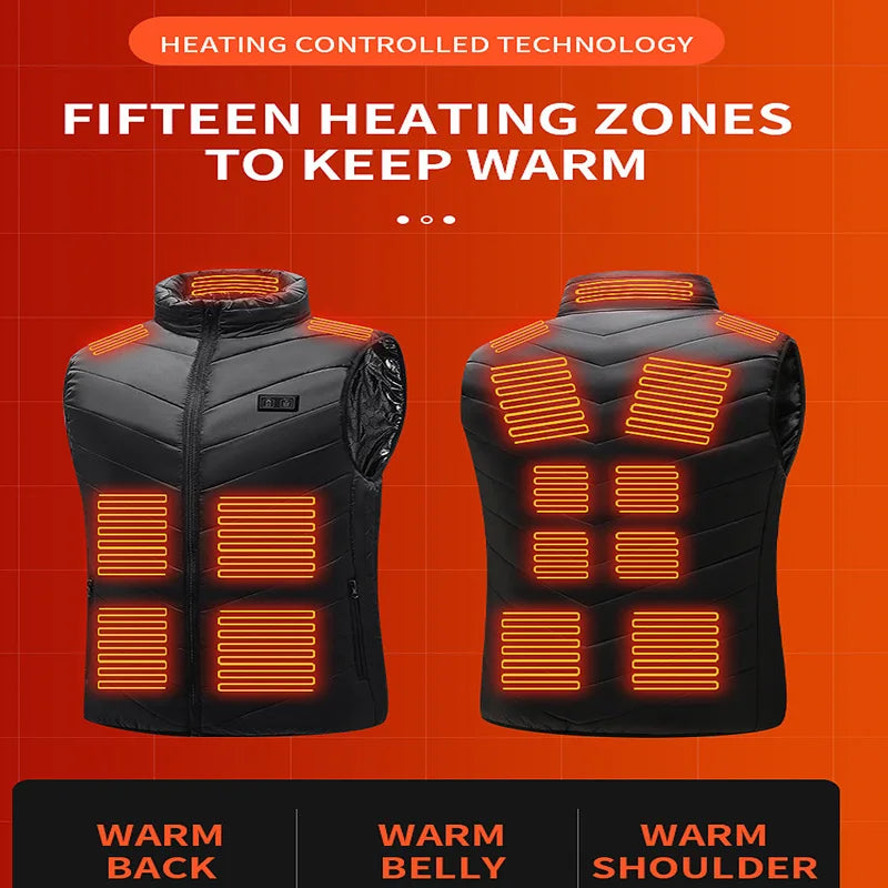 21 Heated Vest Zones Electric Heated Jackets Men Women Sportswear Heated Coat Graphene Heat Coat USB Heating Jacket for Camping