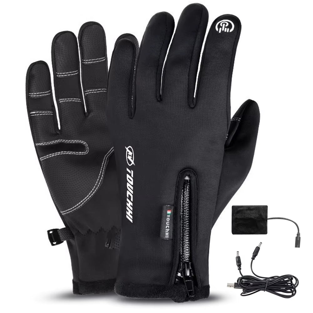 USB Touch Screen Gloves Heated Motorcycle Gloves Heating Thermal Gloves for Cycling Running Driving Hiking Walking for Women Men