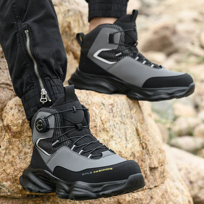 Rotating Button Safety Shoes Men Boots Work Sneakers Male Steel Toe Shoes Protective Boots Puncture-Proof Indestructible Shoes