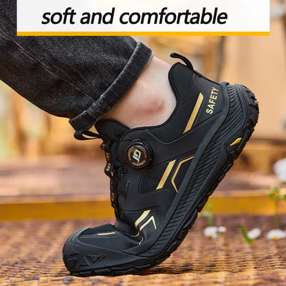 New Rotating Button Safety Shoes Wear Resistant Work Shoes Puncture-Proof Security Boots for Engineers Protection Shoes Male