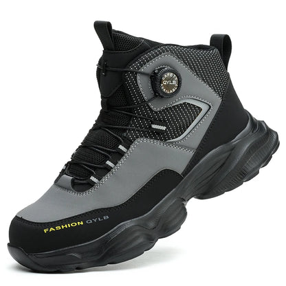 Rotating Button Safety Shoes Men Boots Work Sneakers Male Steel Toe Shoes Protective Boots Puncture-Proof Indestructible Shoes