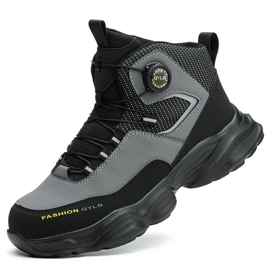 Rotating Button Safety Shoes Men Boots Work Sneakers Male Steel Toe Shoes Protective Boots Puncture-Proof Indestructible Shoes