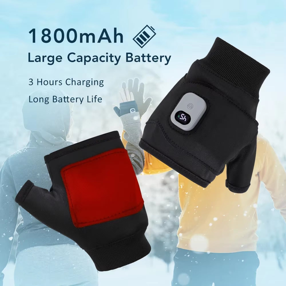 Smart Rechargeable Electric Heated Gloves 360° Heating Thermal Heated Gloves Windproof Touchscreen Home Outdoor Hiking Cycling