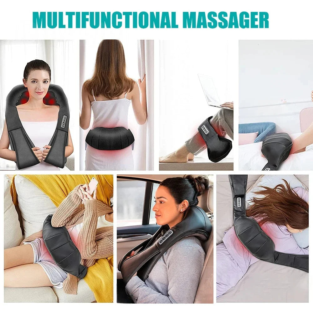 Experience Ultimate Relaxation with the Shiatsu Neck and Shoulder Massager - Heated U-Shape Deep Kneading Electric Massage Pillow for Neck, Waist, Legs, and Full Body