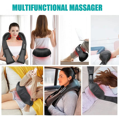 Experience Ultimate Relaxation with the Shiatsu Neck and Shoulder Massager - Heated U-Shape Deep Kneading Electric Massage Pillow for Neck, Waist, Legs, and Full Body