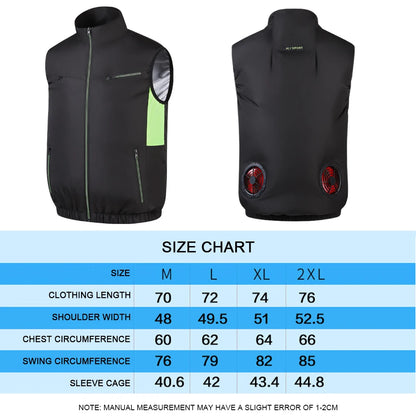 Cooling Fan Vest Breathable Fan Ice Jacket Heat Resistant Air Conditioner Workwear 3 Gear Fan Vest Sleeveless Camping Work Vest