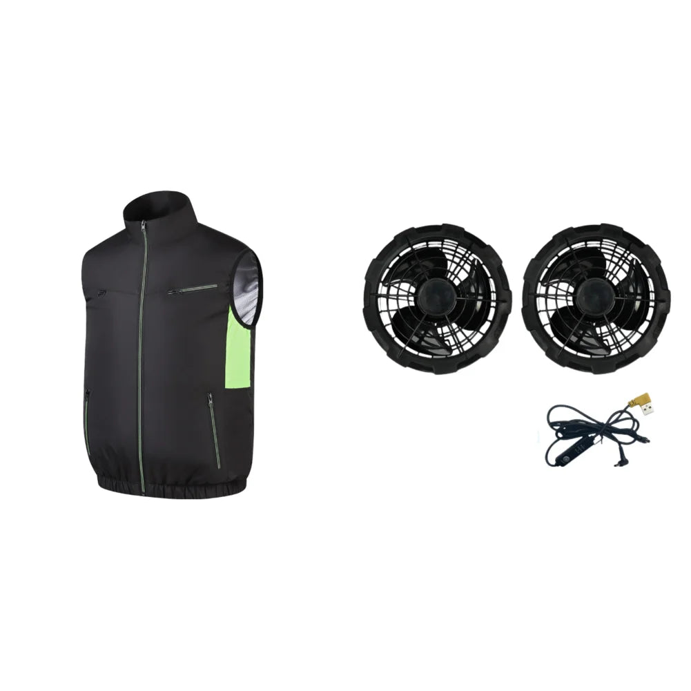Cooling Fan Vest Breathable Fan Ice Jacket Heat Resistant Air Conditioner Workwear 3 Gear Fan Vest Sleeveless Camping Work Vest