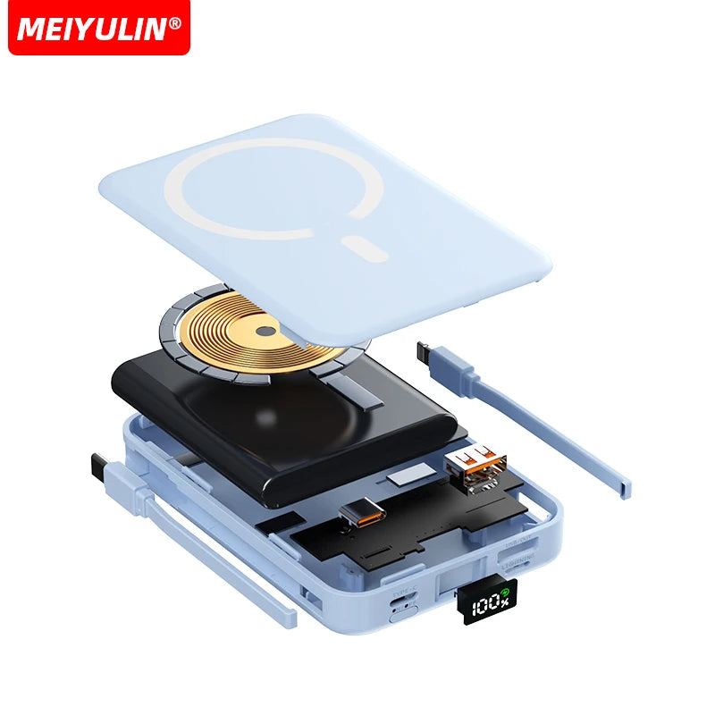 Power Up Anywhere: 10000mAh Magnetic Wireless Power Bank with Fast Charging for iPhone, Samsung, and More