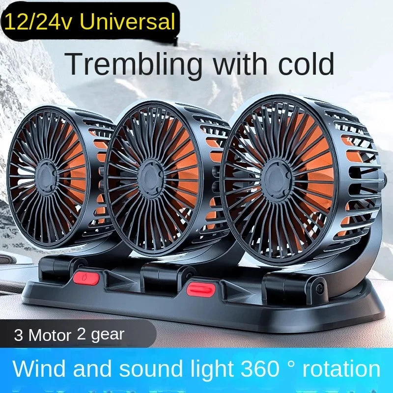 360° Adjustable 3-Head Car Fan