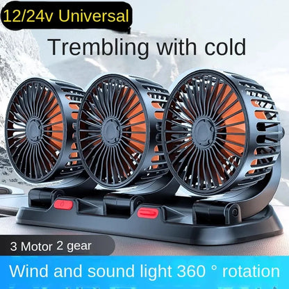 360° Adjustable 3-Head Car Fan