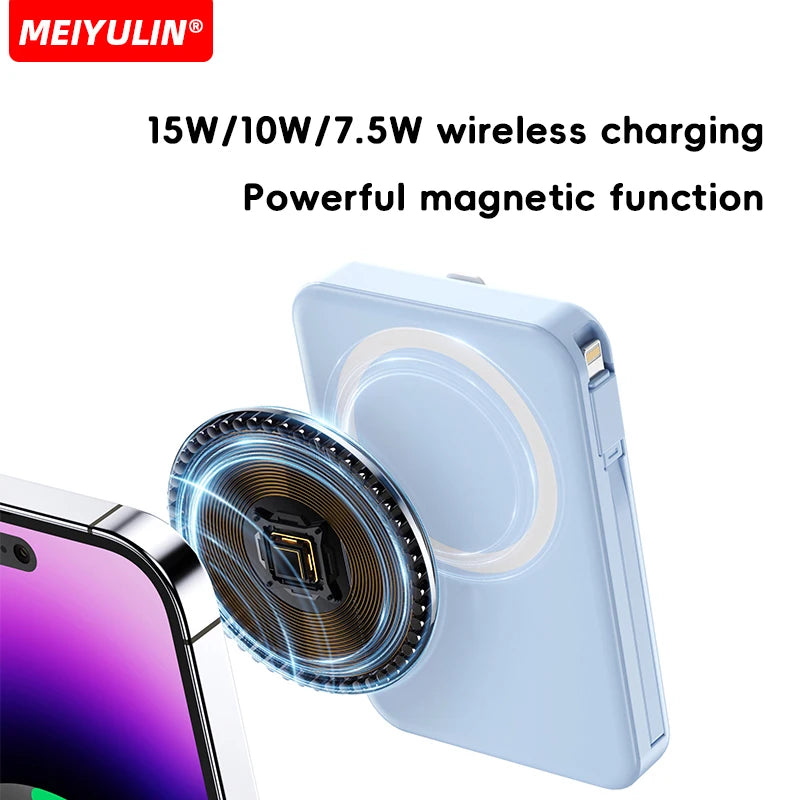 Power Up Anywhere: 10000mAh Magnetic Wireless Power Bank with Fast Charging for iPhone, Samsung, and More