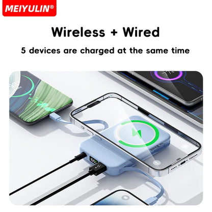 Power Up Anywhere: 10000mAh Magnetic Wireless Power Bank with Fast Charging for iPhone, Samsung, and More