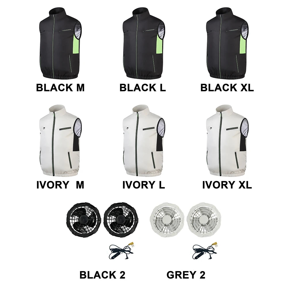 Cooling Fan Vest Breathable Fan Ice Jacket Heat Resistant Air Conditioner Workwear 3 Gear Fan Vest Sleeveless Camping Work Vest