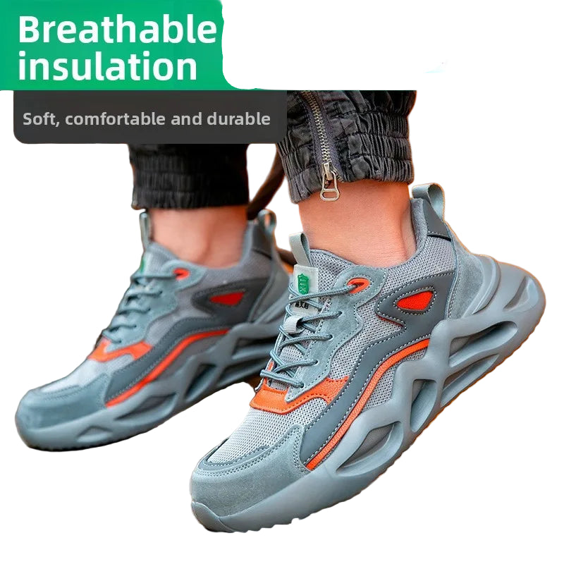 New Fashionable Work Safety Shoes Men Women Breathable Work Sneakers Steel Toe Shoes Anti-Puncture Safety Protective Shoe