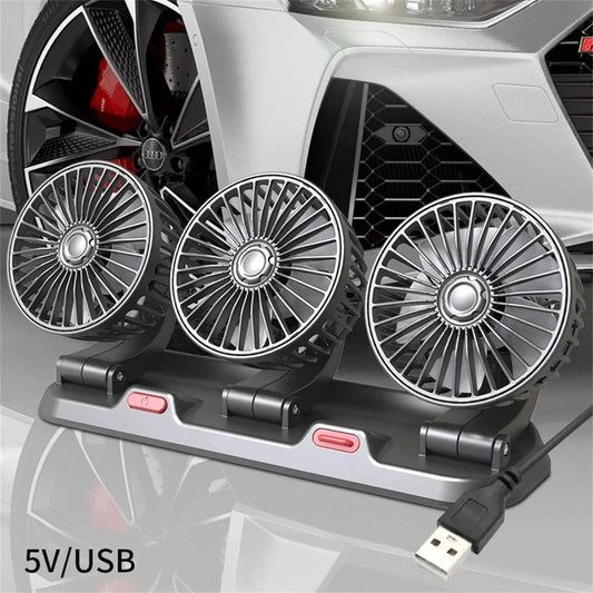 360° Adjustable 3-Head Car Fan