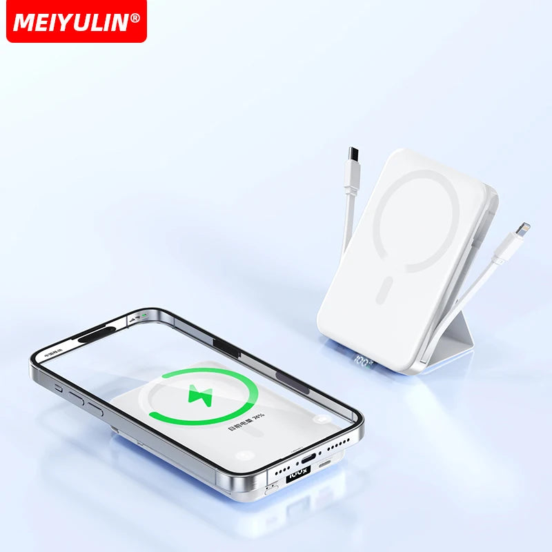 Power Up Anywhere: 10000mAh Magnetic Wireless Power Bank with Fast Charging for iPhone, Samsung, and More