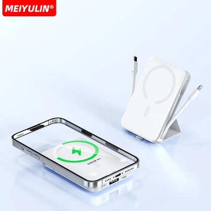Power Up Anywhere: 10000mAh Magnetic Wireless Power Bank with Fast Charging for iPhone, Samsung, and More