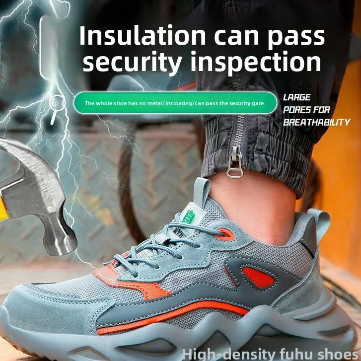 New Fashionable Work Safety Shoes Men Women Breathable Work Sneakers Steel Toe Shoes Anti-Puncture Safety Protective Shoe