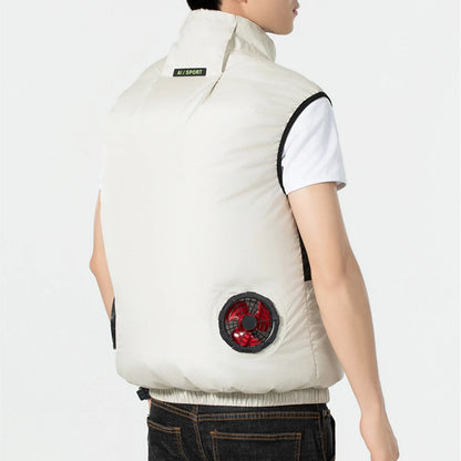 Cooling Fan Vest Breathable Fan Ice Jacket Heat Resistant Air Conditioner Workwear 3 Gear Fan Vest Sleeveless Camping Work Vest
