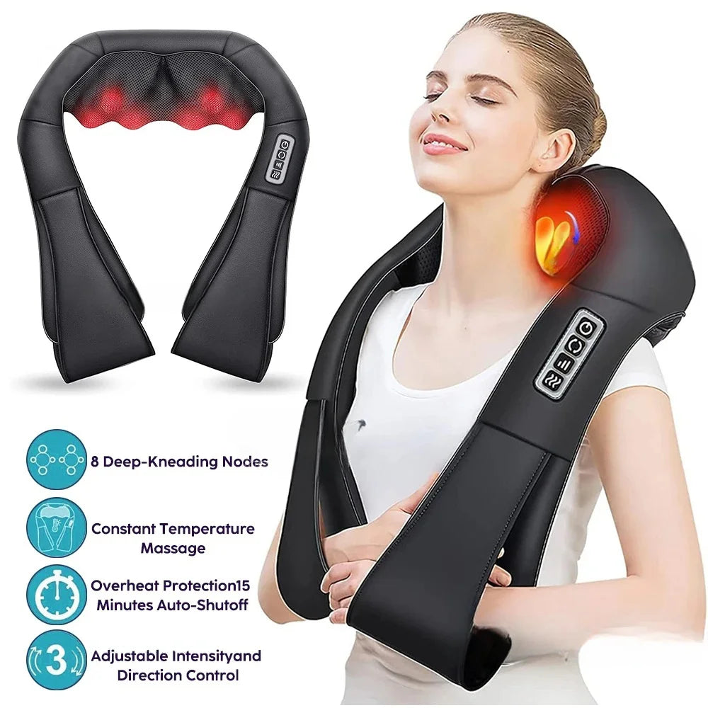Experience Ultimate Relaxation with the Shiatsu Neck and Shoulder Massager - Heated U-Shape Deep Kneading Electric Massage Pillow for Neck, Waist, Legs, and Full Body