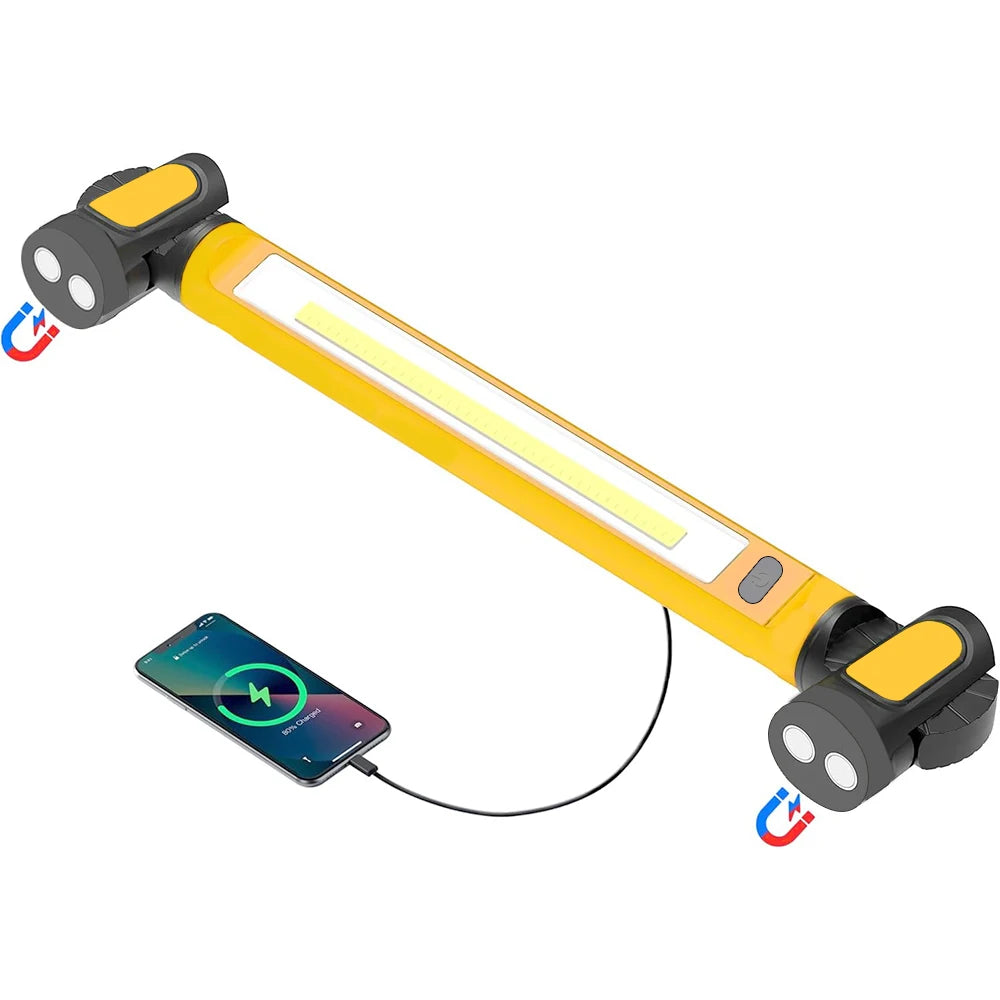 Super Bright Magnetic Work Light Built-In 5200Mah Rechargeable Battery Underhood Work Lamp Bar for Car Repair Outdoor Lighting