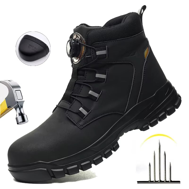 Waterproof Safety Boots Men Indestructible Steel Toe Work Boots Anti-Smash Stab-Resistant Safety Shoes Biker Botas Para Hombre