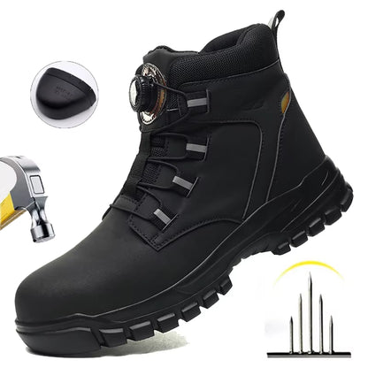 Waterproof Safety Boots Men Indestructible Steel Toe Work Boots Anti-Smash Stab-Resistant Safety Shoes Biker Botas Para Hombre