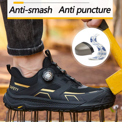 New Rotating Button Safety Shoes Wear Resistant Work Shoes Puncture-Proof Security Boots for Engineers Protection Shoes Male