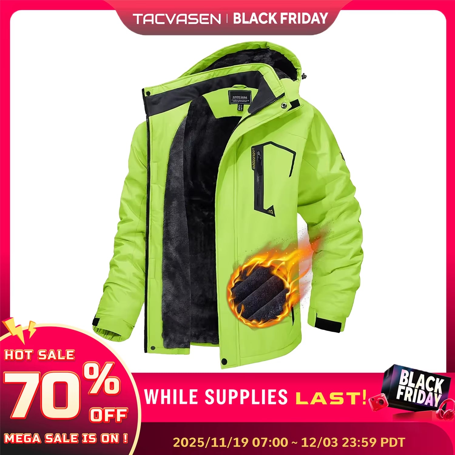 Fleece Lining Mountain Jackets Mens Hiking Jackets Outdoor Removable Hooded Coats Ski Snowboard Parka Winter Outwear