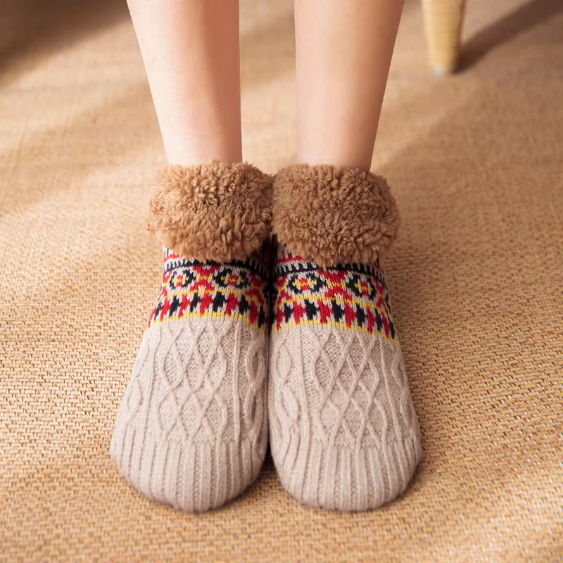 Super Warm Winter Non-Slip Floor Socks Women Men Snow Socks Sleep Carpet Slippers Socks Women Velvet Boot Unsiex Home Wear