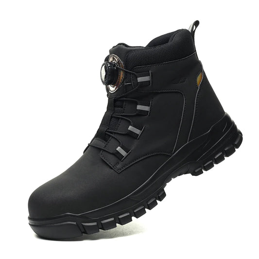 Waterproof Men'S Safety Work Boots Steel Toe Shoes anti Impact and Anti-Puncture Outdoor Adventure Hiking Tactical Boots