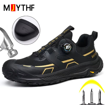 New Rotating Button Safety Shoes Wear Resistant Work Shoes Puncture-Proof Security Boots for Engineers Protection Shoes Male