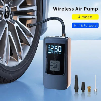 Portable Inflatable Air Pump Car Tire Inflator Highspeed Compressor with Barometer Electric Suitable for Motorcycle Bicycle Ball