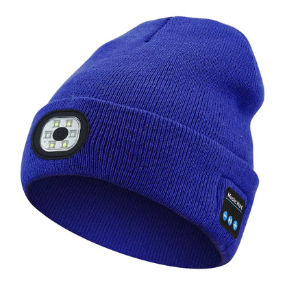 3-In-1 Function Bluetooth Beanie, Bluetooth Beanie with Light, Unisex 6 LED USB Rechargeable with Cordless Headphones Beanie